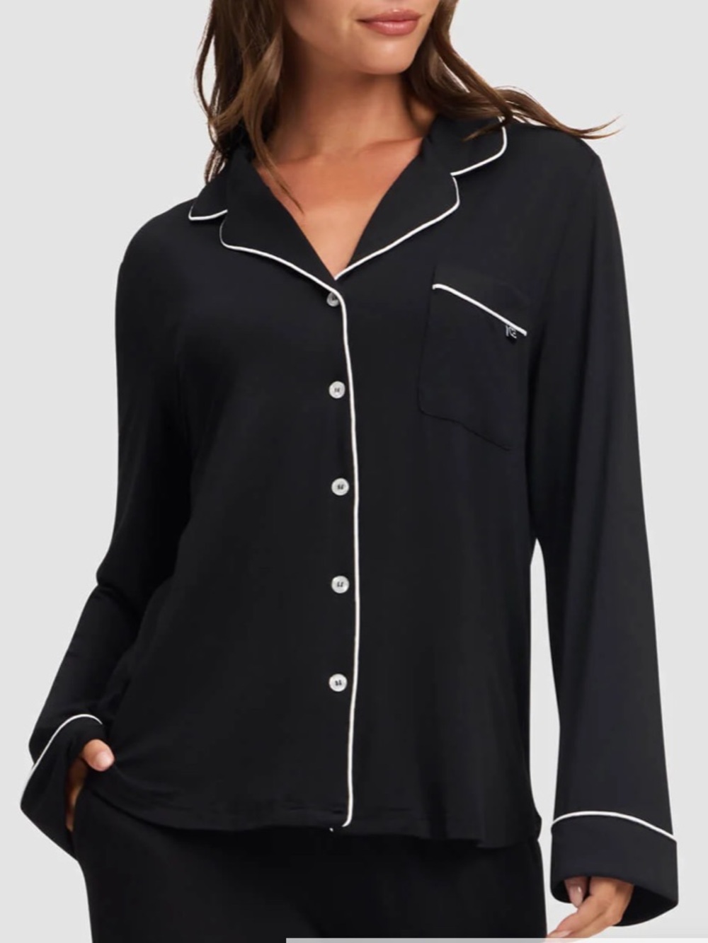 Cozy Earth Bamboo Stretch-Knit Pajama Set in Black